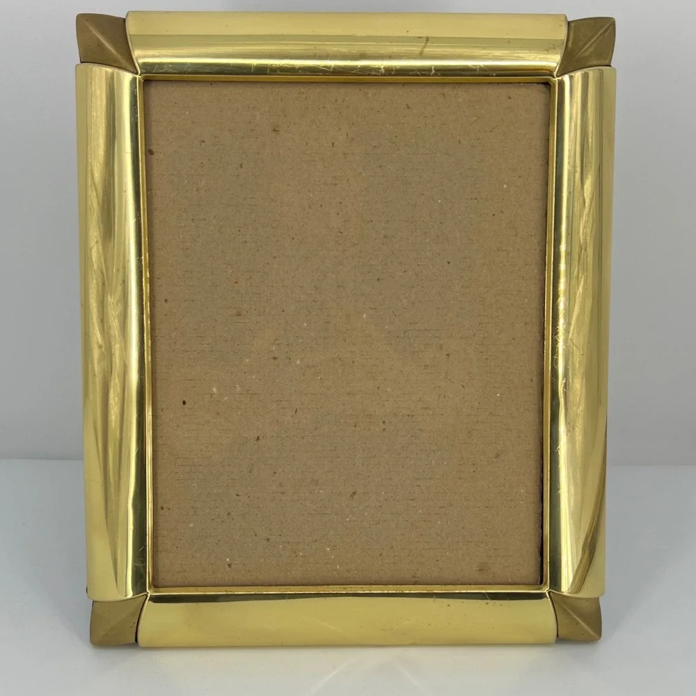 Gold Stand Alone Picture Frame Metal Vintage Brass 8x10 Distressed Art Deco